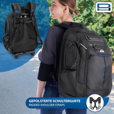 Pedea Business Rucksack-Trolley Premium Laptop-Rucksack bis 17,3 Zoll (43,9 cm) mit Übernachtungsfac