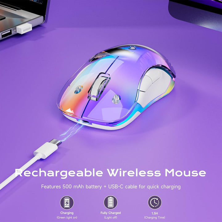 memzuoix LED Kabellose Maus – Wiederaufladbare 2.4G Optische Maus mit Magnetischer Abdeckung, Sanfte