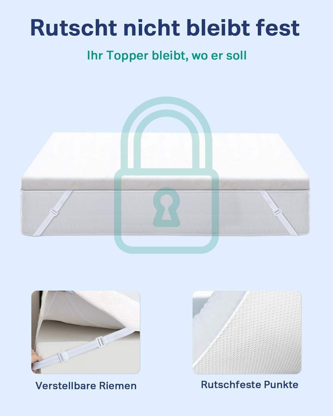 Newentor® Matratzen Topper 90x200cm H4 H5 Hart, Matratzentopper 90x200 Gel Boxspringbett Schlafsofa,