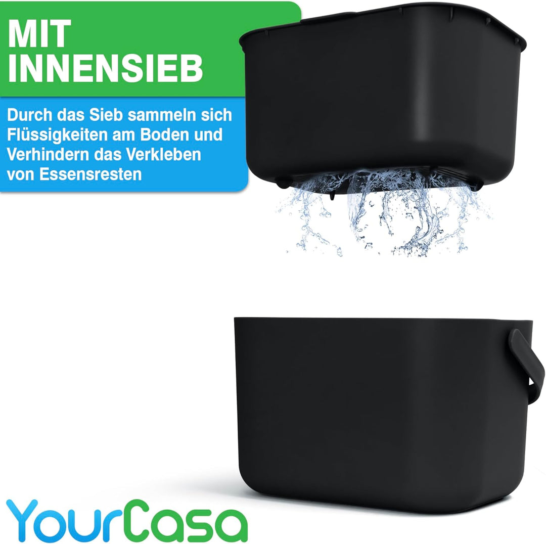 YourCasa Biomülleimer Küche 5L - Komposteimer für alltäglichen Biomüll Behälter - Spülmaschinenfest