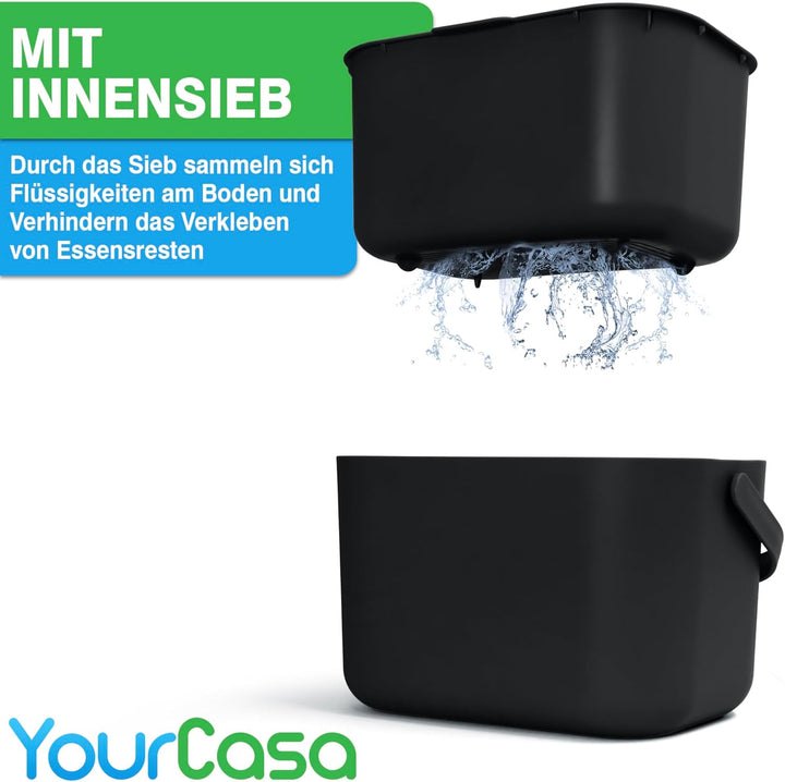 YourCasa Biomülleimer Küche 5L - Komposteimer für alltäglichen Biomüll Behälter - Spülmaschinenfest