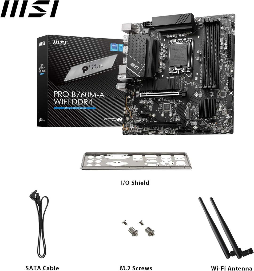 MSI PRO B760M-A WiFi DDR4 Mainboard Micro-ATX - Unterstützt Intel Core Prozessoren der 12. und 13. G