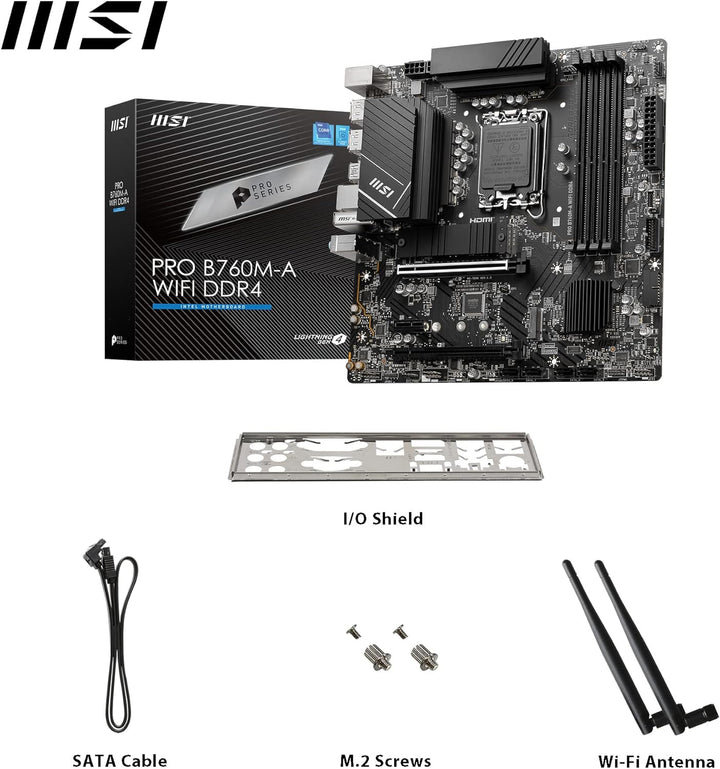 MSI PRO B760M-A WiFi DDR4 Mainboard Micro-ATX - Unterstützt Intel Core Prozessoren der 12. und 13. G