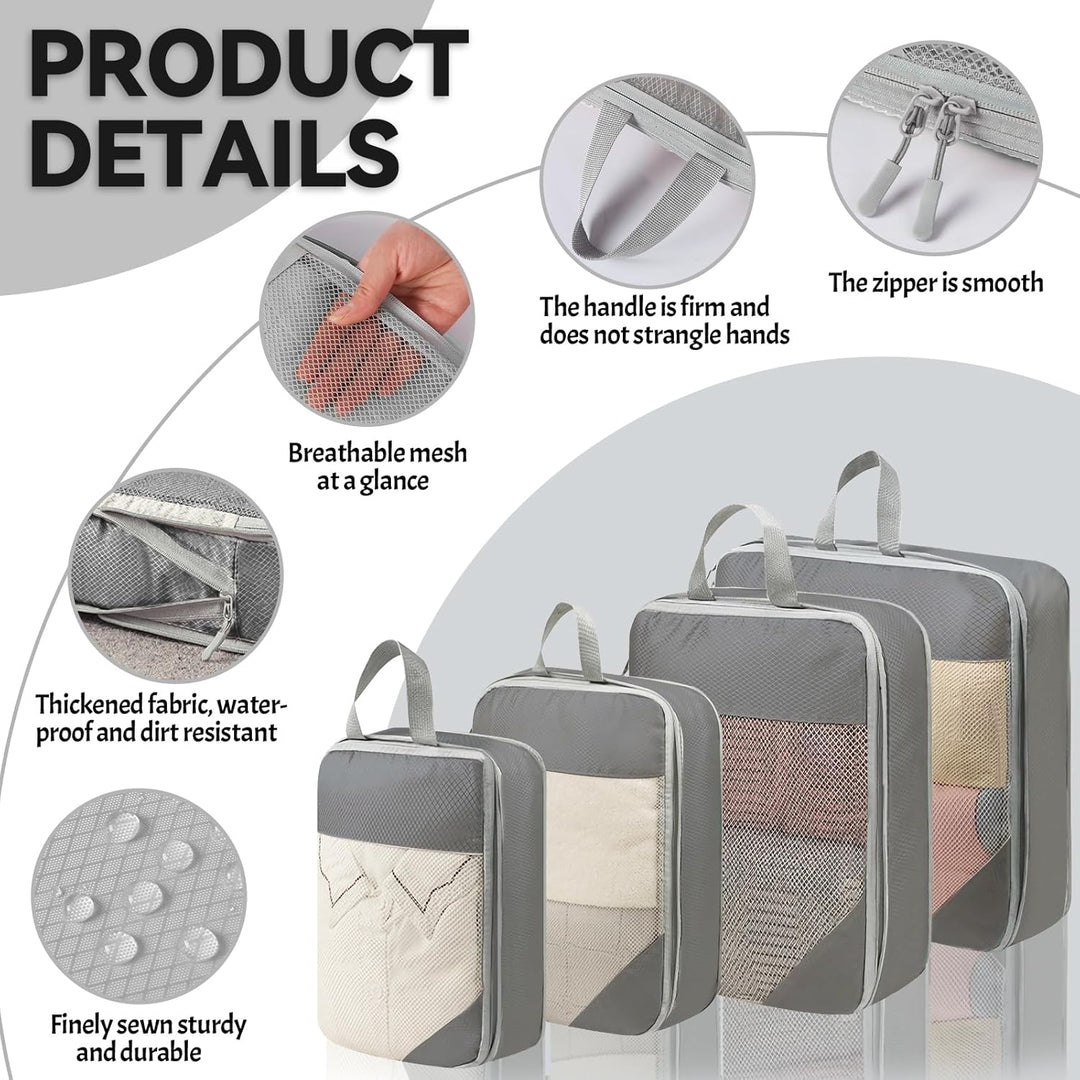 Koffer Organizer Set 8-teilig, Komprimierbaren Packwürfeln zur Organisation Ihres Reisegepäcks, Comp