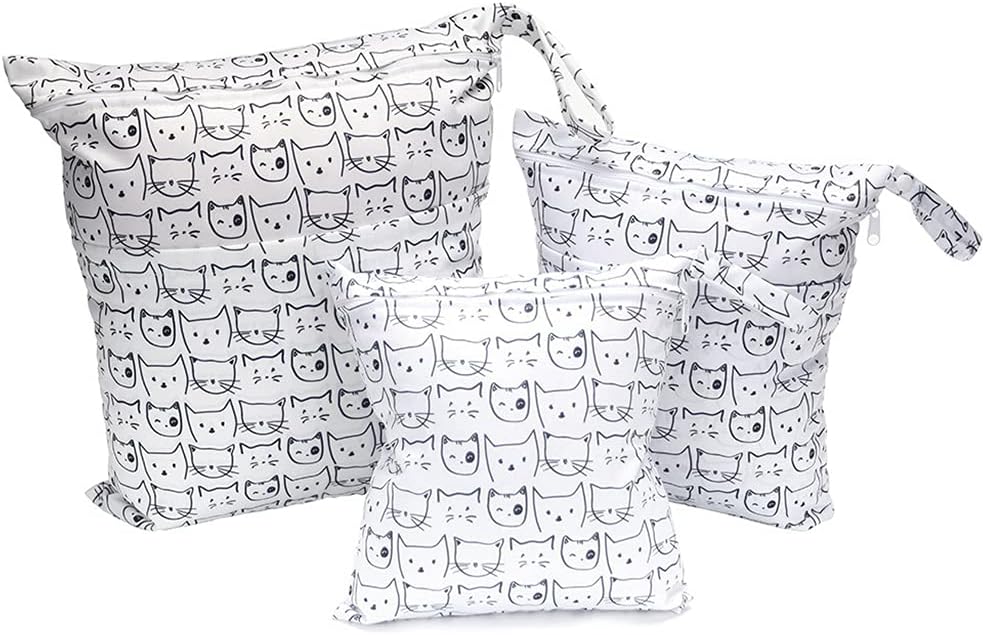 3 Stück/Set Windeltasche mit wiederverwendbar Stoff Wetbag Nasstaschen Organiser Beutel für Babys Wi