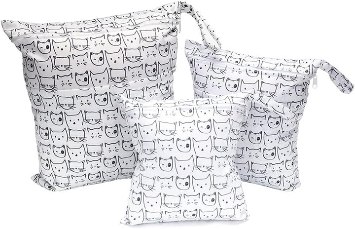 3 Stück/Set Windeltasche mit wiederverwendbar Stoff Wetbag Nasstaschen Organiser Beutel für Babys Wi