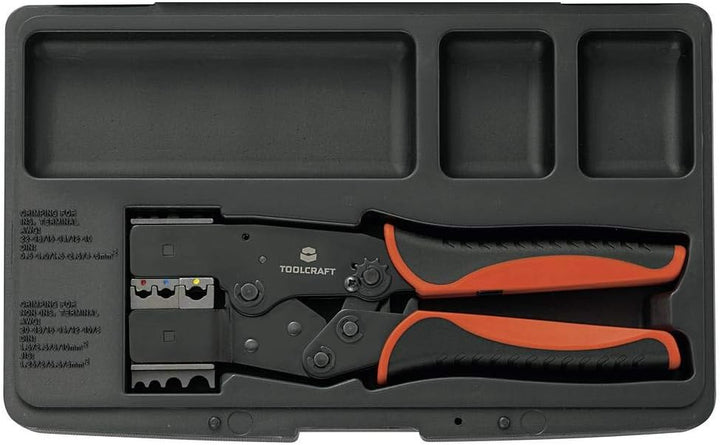 TOOLCRAFT 2-i-1 818644 Crimpzange Isolierte Flachstecker, Kabelschuhe, Stossverbinder