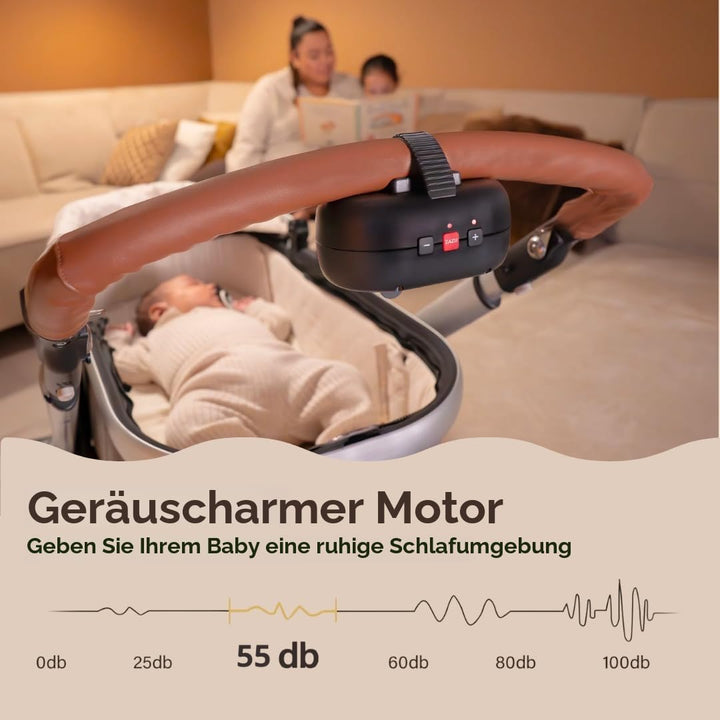 ZAZU Robby Kinderwagenschaukler - Automat. Babywippe, Verstellbare Stärke, 40-Min Timer, Babyschreis