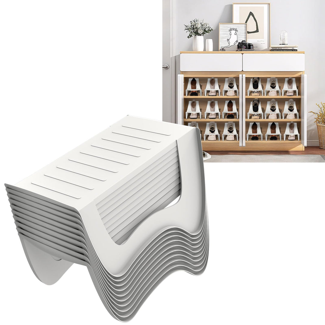 YUENFONG Schuhschlitze Schuhhalter 10 Stück Verstellbarer Schuhregale, Rutschfest Schuhstapler Organ