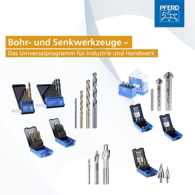 PFERD Spiralbohrer-Set INOX, 19-tlg. | Ø 1-10 mm, HSS-E Co5 N, DIN 338, 135° | 25203703 - für zähe u