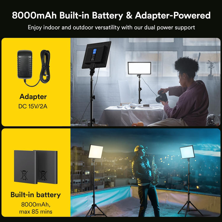 LED Video Kamera Licht, RALENO 2 Pack 384 LED Sanftes Videoleuchte mit 79" Einstellbarer Stativ Hand