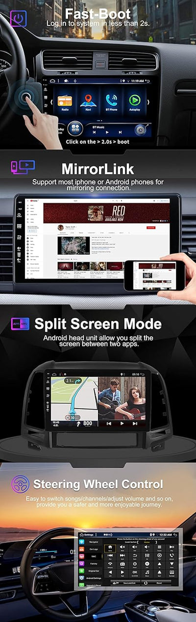SXAUTO - 6G+128G - Android 12 IPS Autoradio für Hyundai Santa FE (2006-2012) - Eingebaut Carplay/And