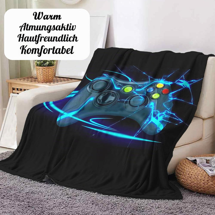 Gamepad Kuscheldecke Flanell Decke Spielkonsolen-Muster Fleecedecke Flauschig Weich und Warme,3D Gam