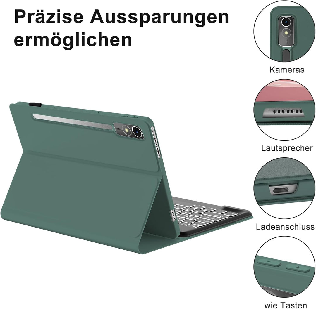 IVEOPPE Tastatur für Tab P12, Hülle mit Tastatur für P12 12.7" 2023, Magnetische 7 Farbige Beleuchtu