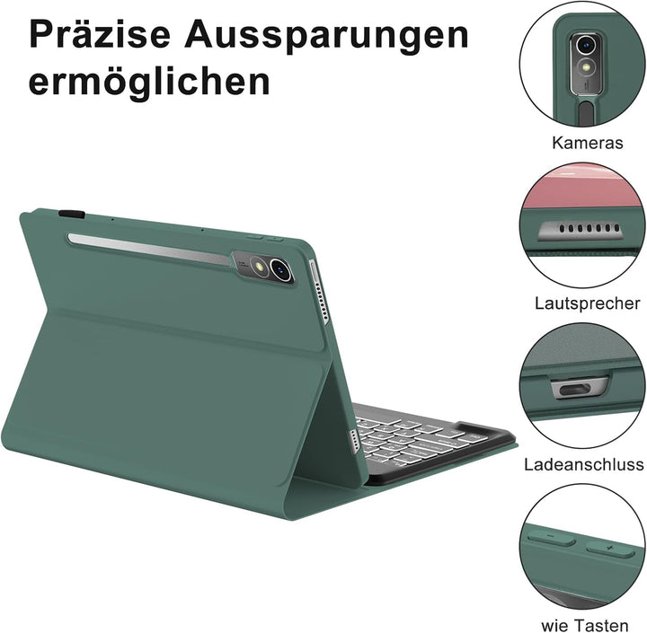 IVEOPPE Tastatur für Tab P12, Hülle mit Tastatur für P12 12.7" 2023, Magnetische 7 Farbige Beleuchtu