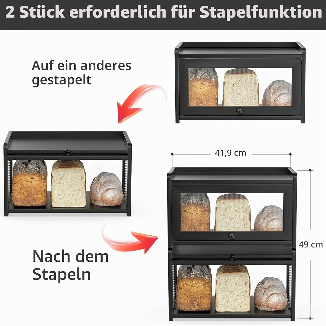 BAMBANG Bambus Brotkasten, Extragross Brotkästen Holz für Küchentheke, brotbox küche zur Brotaufbewa