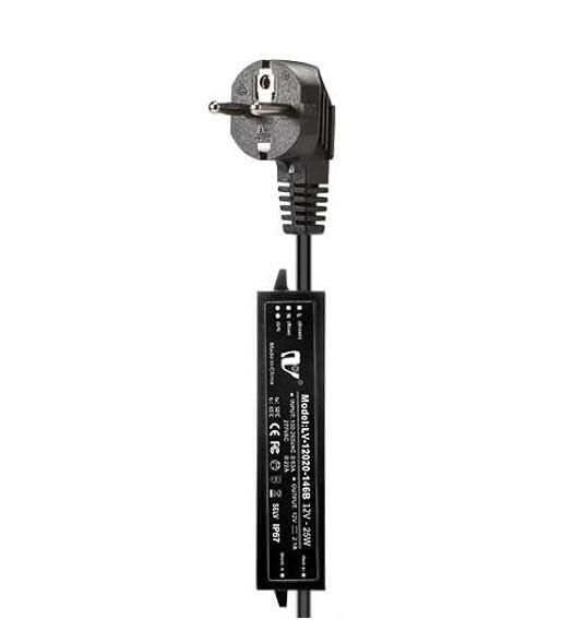 ECOWHO Transformator Trafo 25W AC 100-240V zu DC 12V Netzteil Adapter mit EU Stecker für Gartenleuch