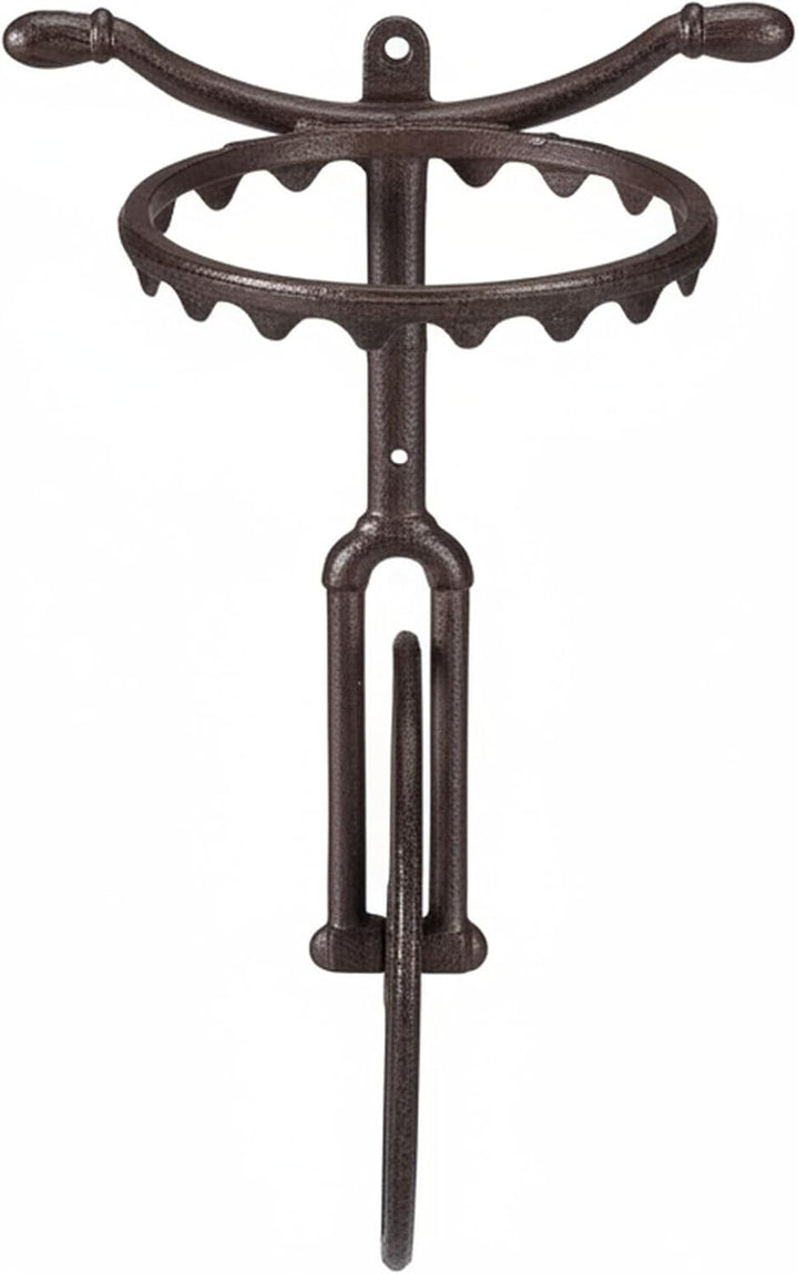 Relaxdays 3 x Wand Blumenhalter Einrad, Gusseisen, Deko Wandblumentopfhalter für draussen, wetterfes
