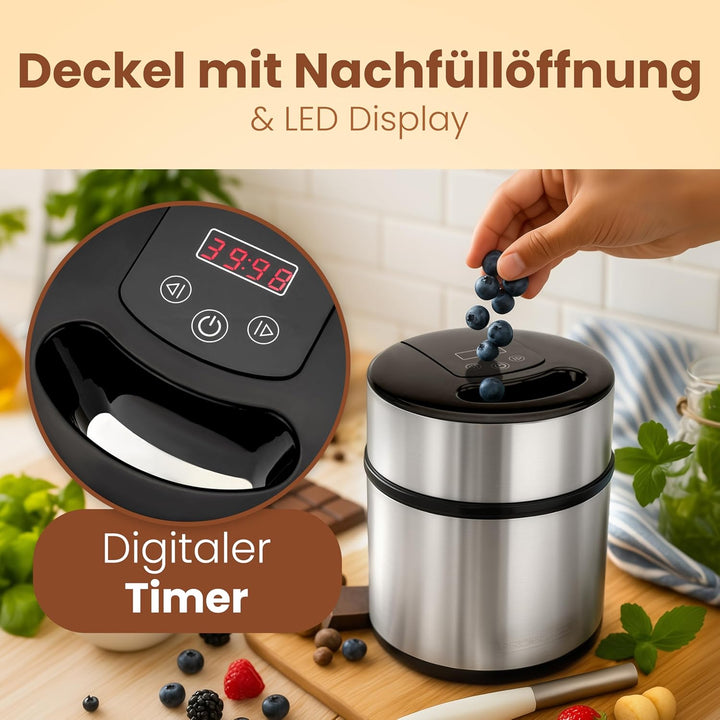 Profi Cook Eismaschine PC-ICM 1140 Eiscreme-Maker für Speiseeis, Frozen-Joghurt und Sorbet, inkl. Re