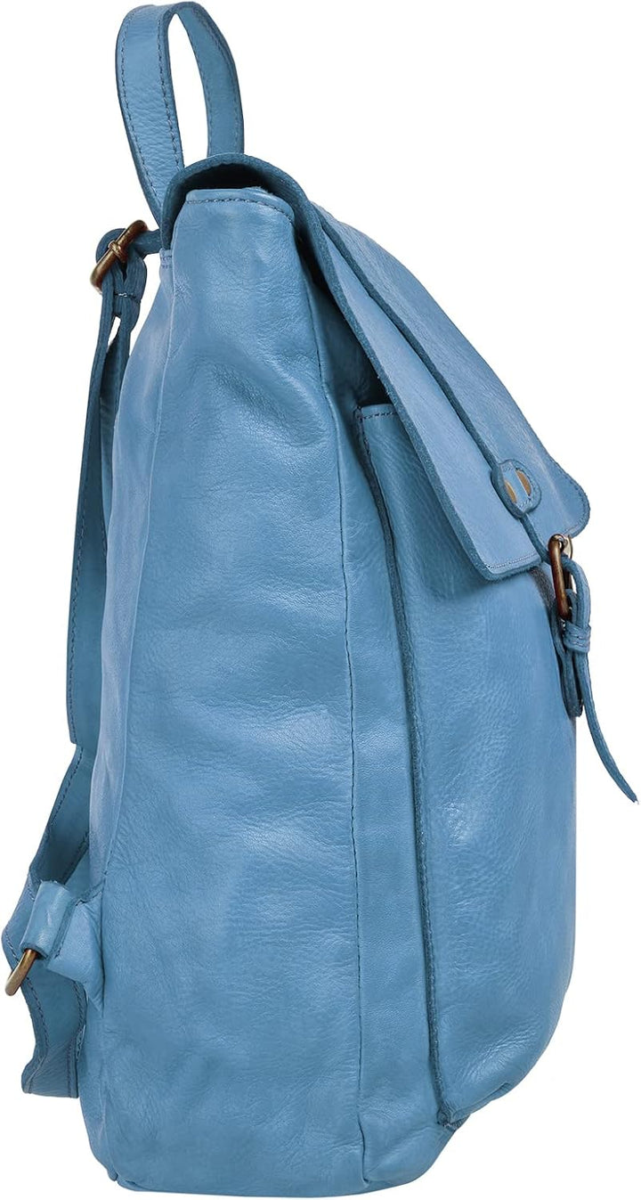 Samantha Look Rucksack Echt Leder Damen | | 021380 Blau, Blau