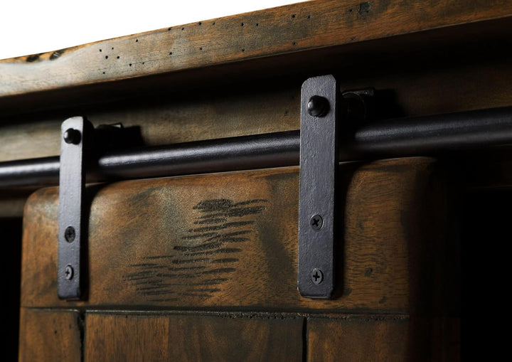MASSIVMOEBEL24.DE | Railway- Massive Wandgarderobe | braun geölt | aus Mangoholz | offen mit Schiebe