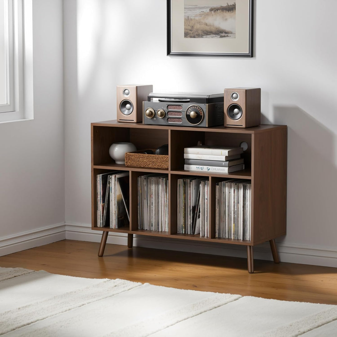 Plattenspieler-Ständer mit Schallplattenaufbewahrung, Vinyl-Plattenregal mit Präsentationsfläche, Sc