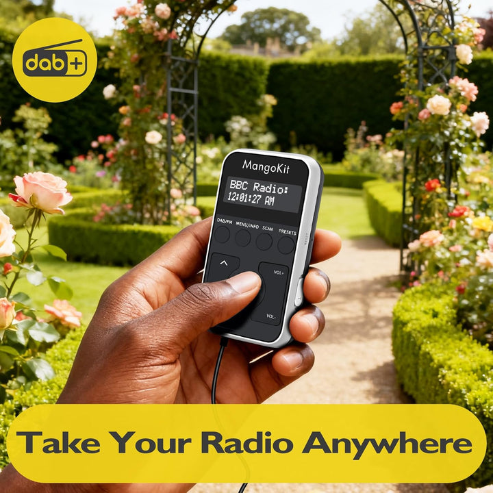 MangoKit Kleines Tragbares Mini DAB/DAB+/UKW-Radio,Digitales Taschenradio mit Kopfhörer,Wiederauflad