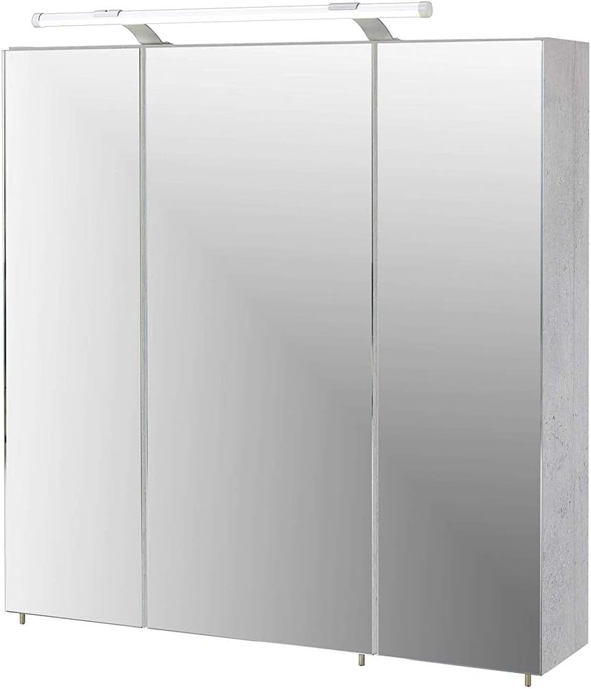 Schildmeyer 127398 Spiegelschrank, 70 x75 x 16 cm, steingrau 70 cm Single, 70 cm Single