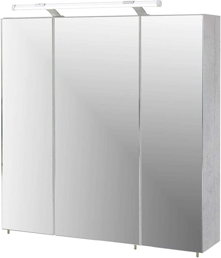 Schildmeyer 127398 Spiegelschrank, 70 x75 x 16 cm, steingrau 70 cm Single, 70 cm Single