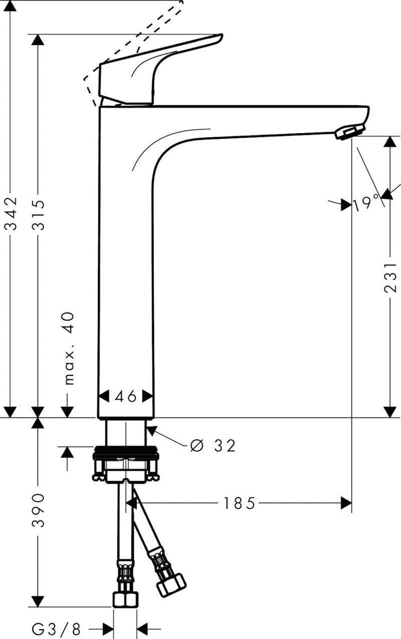 hansgrohe Wasserhahn Focus (Armatur mit Auslauf Höhe 230 mm, ohne Ablaufgarnitur) Chrom