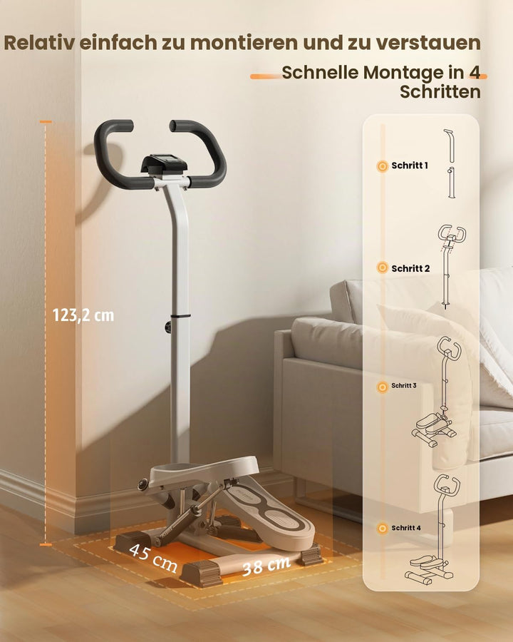FLYBIRD Exercise Stair Stepper für Zuhause, professioneller Twist-Stepper mit Widerstandsband, 150-1