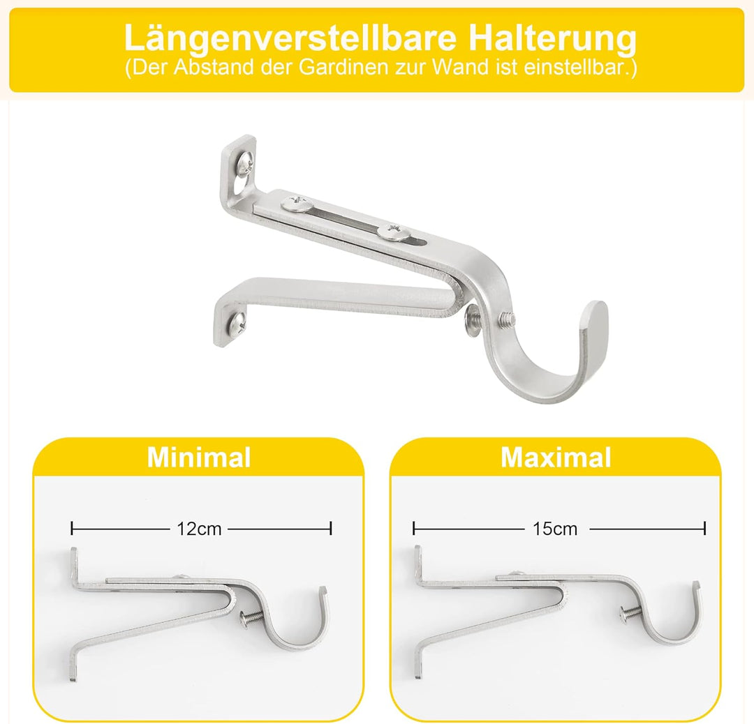 NICETOWN Gardinenstange Ausziehbar 182-365 CM Vorhang Stangen mit Runden Endstücken Curtain Rod für