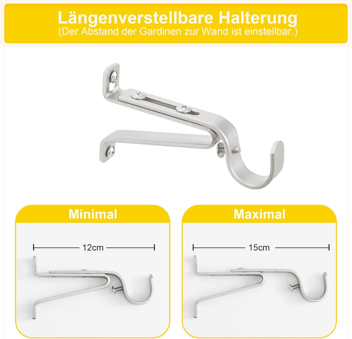 NICETOWN Gardinenstange Ausziehbar 182-365 CM Vorhang Stangen mit Runden Endstücken Curtain Rod für