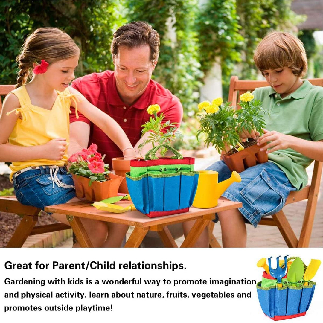 Shinelee 7 Stück Gartenspielzeug für Kinder Gartengeräte Gartenhandschuhe Kinder Garten Werkzeugtasc