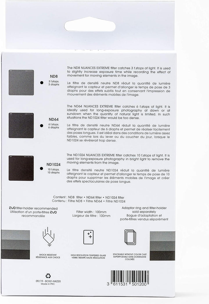 COKIN NUANCES Extreme Full ND-Set ND8 + ND64 + ND1024 neutralgrau - widerstandsfähiges Mineralglas -