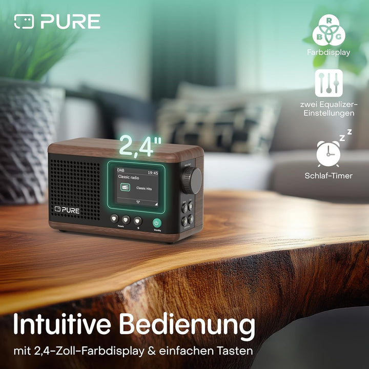 Pure Classic Mini Tragbares Digitalradio – DAB+ & UKW-Radio – Bluetooth 5.3 – 15 Stunden Akkulaufzei