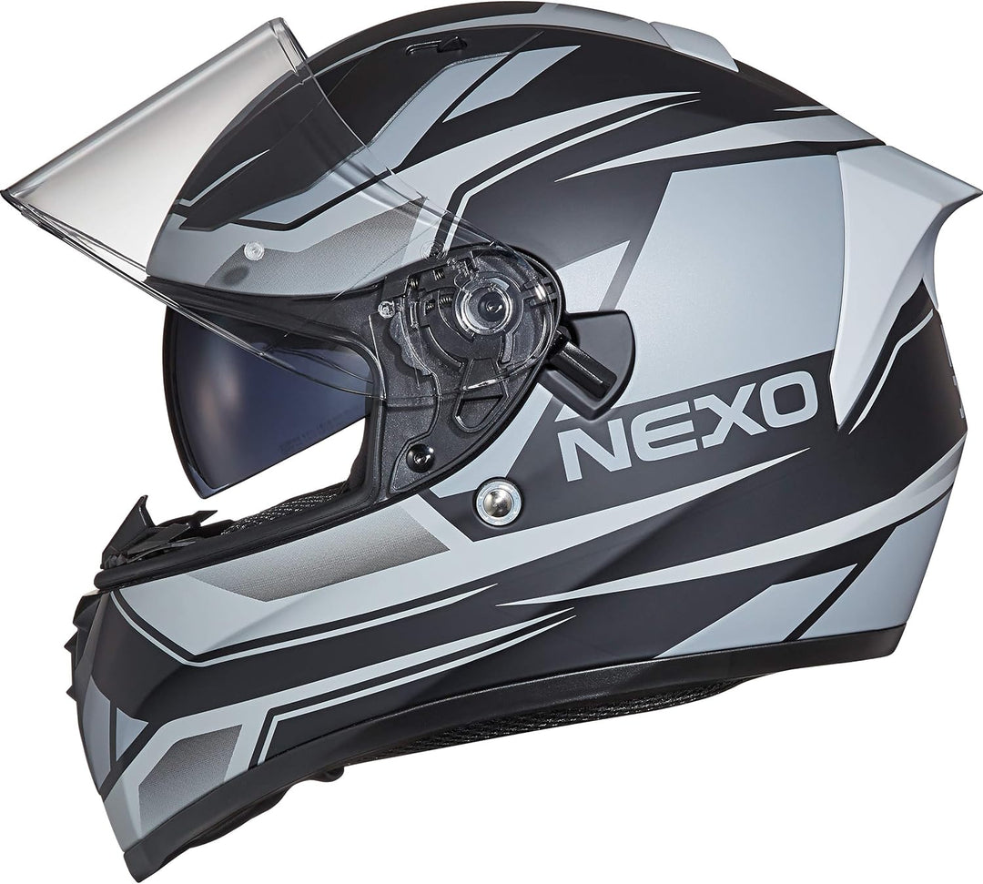 Nexo Integralhelm Sport II - Kratzfeste Visierung - Thermoplast - Belüftung Grau XL, Grau XL