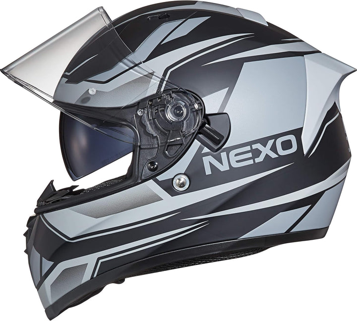 Nexo Integralhelm Sport II - Kratzfeste Visierung - Thermoplast - Belüftung Grau XL, Grau XL