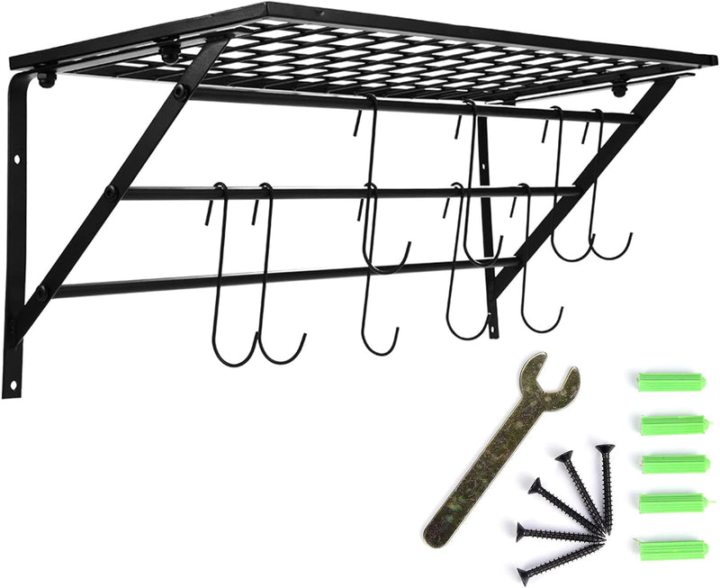 Küchenregal Hängend, Pfannenregal Wand Metall Wandregal Pfannenhalter Wand Topf-Rack Küchenwand Rega