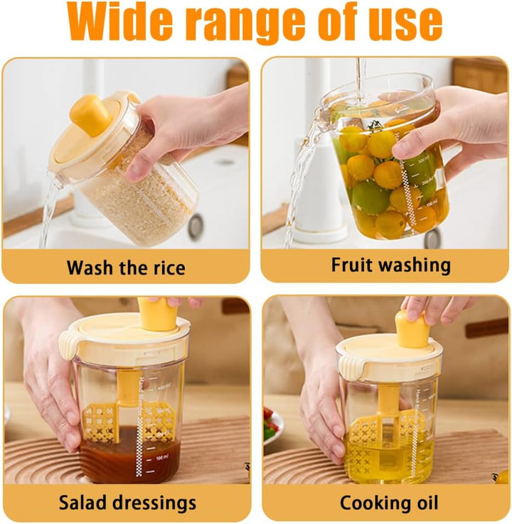 MiOYOOW Salatdressing-Mixer, 500ml Eierfilter-Mixbecher, Manuelle Rührflasche, Manuelle Saucen Shake
