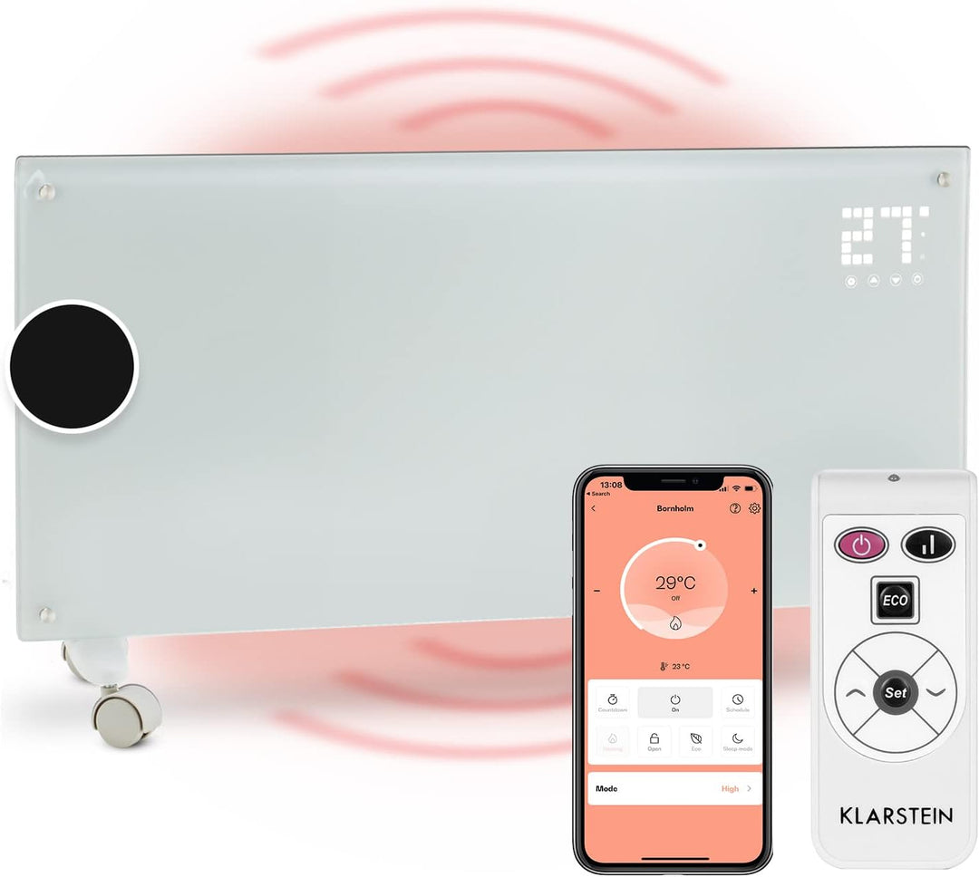 Klarstein Elektroheizung, Konvektor-Heizung mit Bodenrollen, Mobile Elektroheizung Energiesparend, L