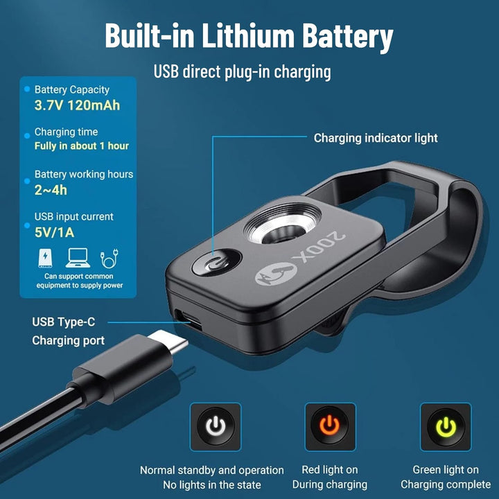 Taschen-Telefon Mikroskope, 200X Zoom-Clip auf Mikroskope Lupe mit CPL-Linse & LED-Licht, Tragbare M