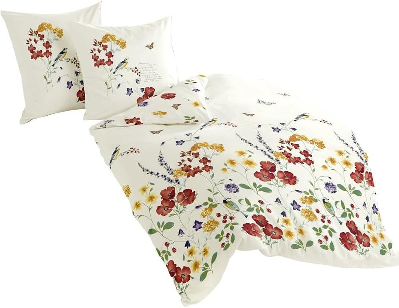 Bierbaum Bettwäsche 6477, Mako-Satin, Made in Germany, bunt 01, 200x200 + 2x 80x80 cm, für das Doppe