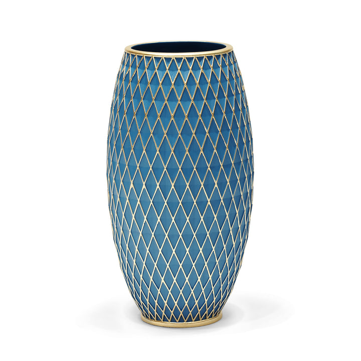 Suanti Dekorative Blumenvase, Blau und Gold Vase, Heimdekoration, Einweihungsgeschenk, mit Diamantmu