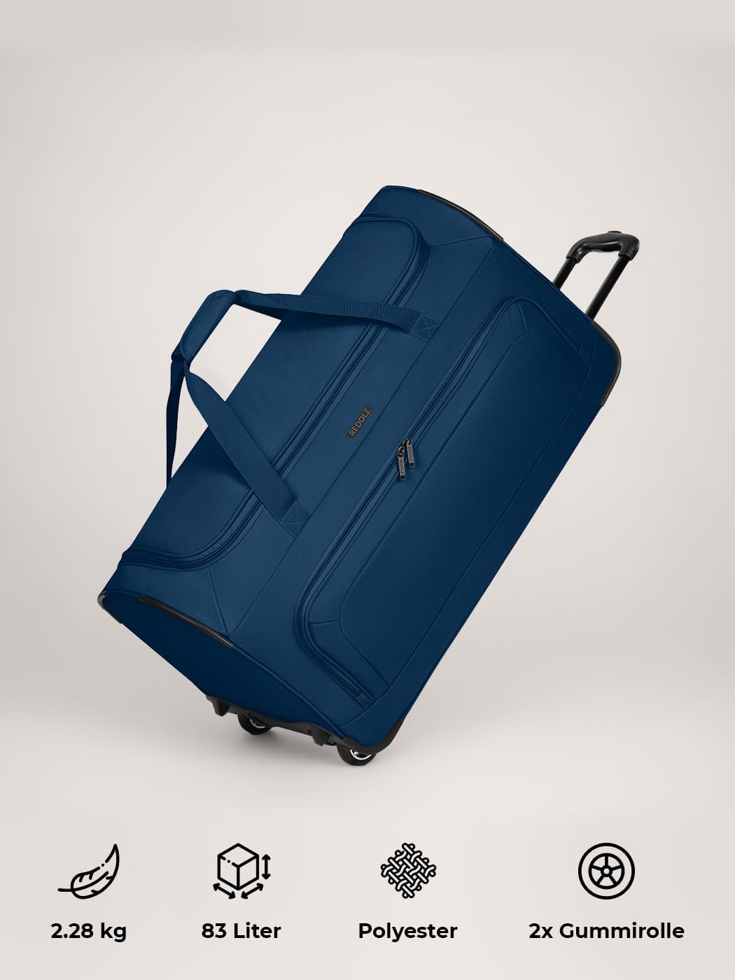 REDOLZ grosse L Trolley-Reisetasche mit Rollen 71 cm | 81 Liter | für Männer & Frauen (Duffle Essent