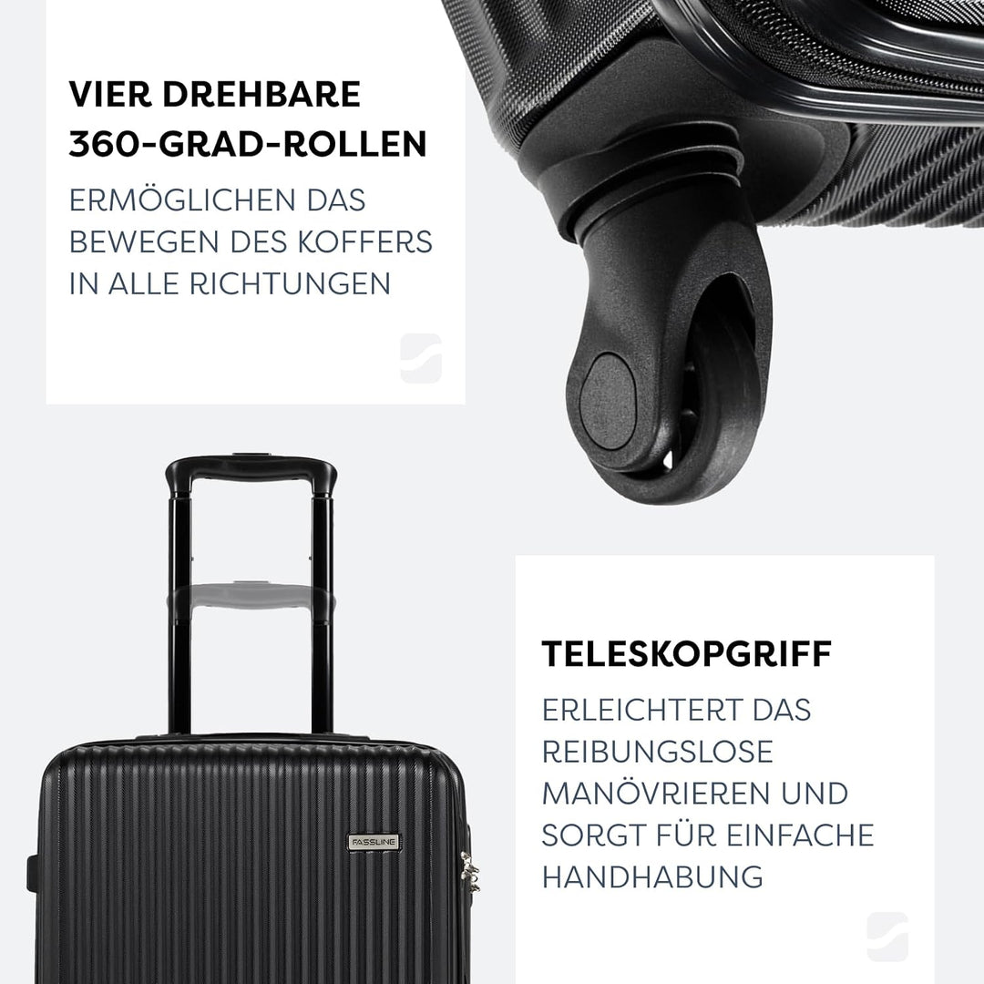 Reisekoffer Mittelgross 66x46x25 cm 64l, Reisegepäck, Hartschale aus ABS, Vier 360°-Spinner-Rollen,
