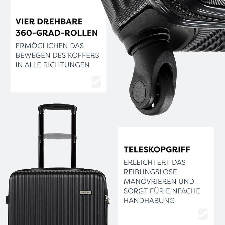 Reisekoffer Mittelgross 66x46x25 cm 64l, Reisegepäck, Hartschale aus ABS, Vier 360°-Spinner-Rollen,