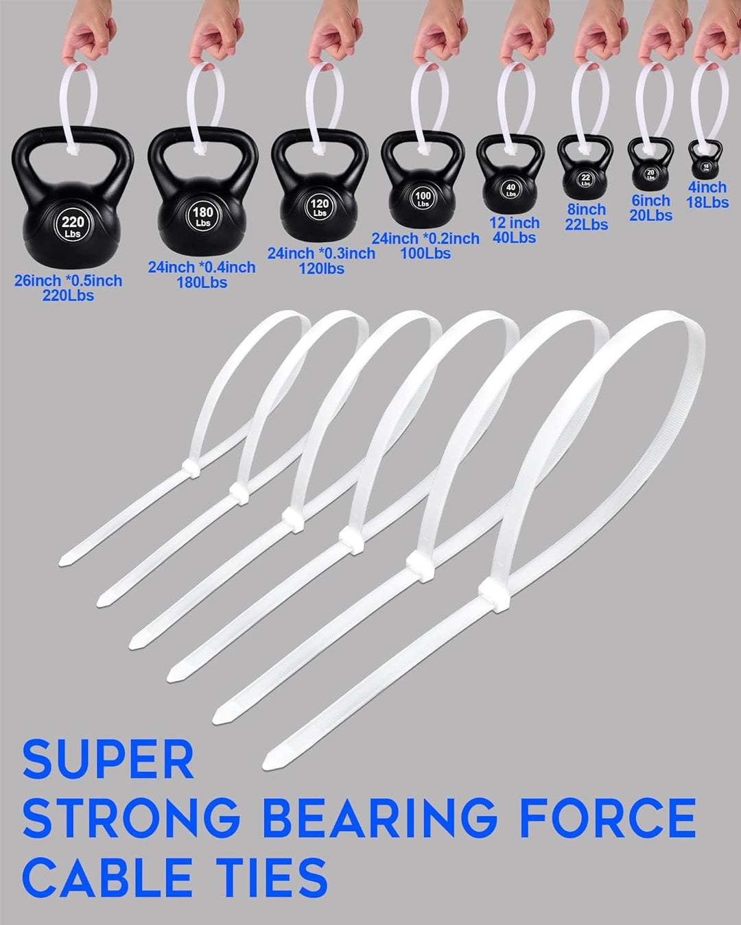 1000 Stück Kabelbinder schwarz Set 350/300/250/200/150/100mm (100/100/100/200/200/300 Stück),WLEAD S