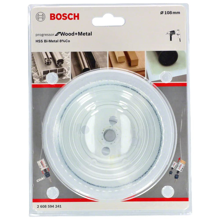 Bosch Professional Lochsäge Progressor for Wood & Metal (Holz und Metal, Ø 108 mm, Zubehör Bohrmasch