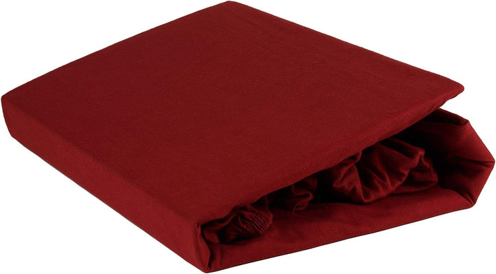 Gerald Wittmann Premium Spannbettlaken 140x200 - 160x200 cm, 100% Baumwolle Jersey, Bordeaux Rot Bor